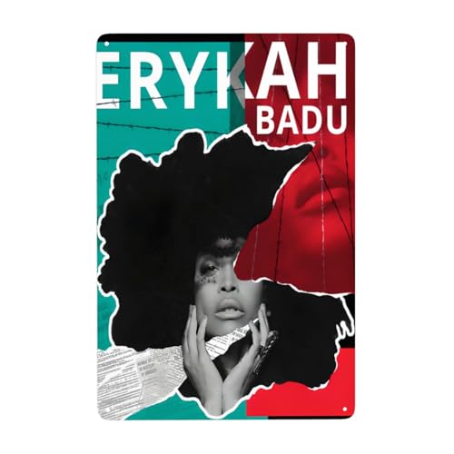 EDFRIDE Metall-Blechschild, Erykah-Musik, Badu, Wandkunst, Dekor-Schilder für Bar, Zuhause, Wohnzimmer, Zuhause, Metallposter, 20,3 x 30,5 cm von EDFRIDE