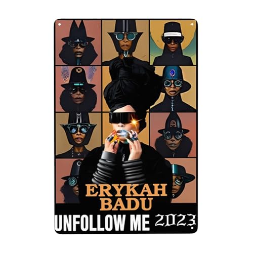 EDFRIDE Metall-Blechschild, Erykah-Musik, Badu, Wandkunst, Dekoschilder für Bar, Zuhause, Wohnzimmer, Zuhause, Metallposter, 20,3 x 30,5 cm von EDFRIDE