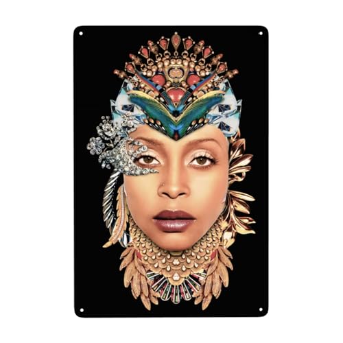 EDFRIDE Metall-Blechschild, Erykah-Musik, Badu, Wandkunst, Dekoschilder für Bar, Zuhause, Wohnzimmer, Zuhause, Metallposter, weiß, 20,3 x 30,5 cm von EDFRIDE