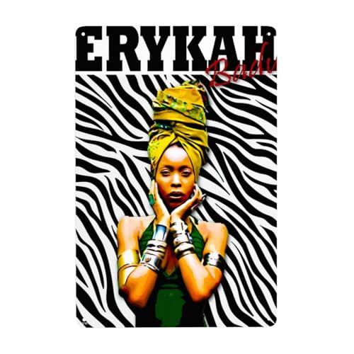 EDFRIDE Metall-Blechschild, Erykah-Musik, Badu, Wandkunst, Dekoschilder für Bar, Zuhause, Wohnzimmer, Zuhause, Metallposter, weiß, 20,3 x 30,5 cm von EDFRIDE
