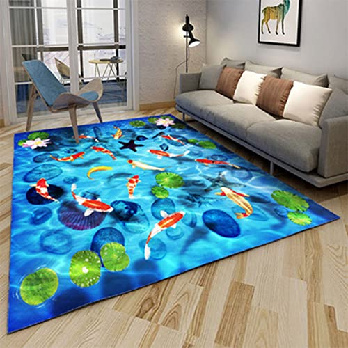 EDFRTQKF 3D-Druck Schönes Muster Fisch Teppich Wohnzimmer Schlafzimmer Jungen und Mädchen Fußmatten Eingangstürmatten von EDFRTQKF