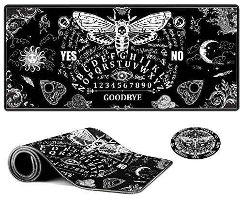 Großes Gaming-Mauspad, EDGFRTOIO Death Moth Spirit Board Design Computer-Tastaturmatte Schreibtisch-Mauspad, vollständiger Schreibtisch erweitertes XXL-Mauspad 90,2 x 40 cm mit genähten Kanten, von EDGFRTOIO