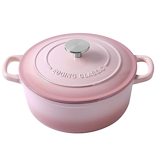 EDGING CASTING Dutch Oven aus emailliertem Gusseisen, 5,5 l mit Doppelgriff, Rosa von EDGING CASTING