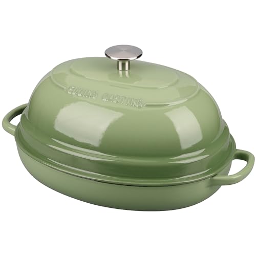EDGING CASTING Emaillierter ovaler Dutch Oven Topf aus Gusseisen mit Deckel, Brot Dutch Oven für Sauerteigbrot Backen, 6QT, Pistaziengrün EDGING CASTING Emaillierter ovaler Dutch Oven Topf aus Gusseisen mit Deckel, Brot Dutch Oven für Sauerteigbrot Backen, 6QT, Pistaziengrün von EDGING CASTING
