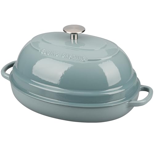 EDGING CASTING Emaillierter ovaler Dutch Oven Topf aus Gusseisen mit Deckel, Brot Dutch Oven für Sauerteigbrot Backen, 6QT, Seasalt EDGING CASTING Emaillierter ovaler Dutch Oven Topf aus Gusseisen mit Deckel, Brot Dutch Oven für Sauerteigbrot Backen, 6QT, Seasalt von EDGING CASTING