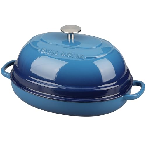 EDGING CASTING Emaillierter ovaler Dutch Oven Topf aus Gusseisen mit Deckel, Brot Dutch Oven für Sauerteigbrot Backen, 6QT, Seeblau EDGING CASTING Emaillierter ovaler Dutch Oven Topf aus Gusseisen mit Deckel, Brot Dutch Oven für Sauerteigbrot Backen, 6QT, Seeblau von EDGING CASTING