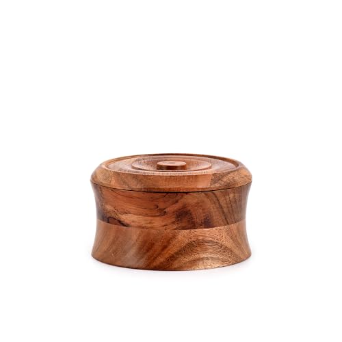 EDHAS Frischhaltedose aus Akazie mit von der Natur inspiriertem modernem Design, Lebensmittelbehälter für losen Tee, Kaffee, Zucker, Gewürznüsse, 12,7 x 12,7 x 7,62 cm von EDHAS