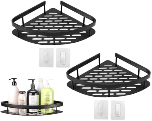 EDIBAZZAR Stilvolles Badregal-Set - Praktische Aufbewahrungslösungen für Ihr Zuhause - Schwarzes Metall - Einfache Installation - Mehr Stauraum - Modernes Desig von EDIBAZZAR