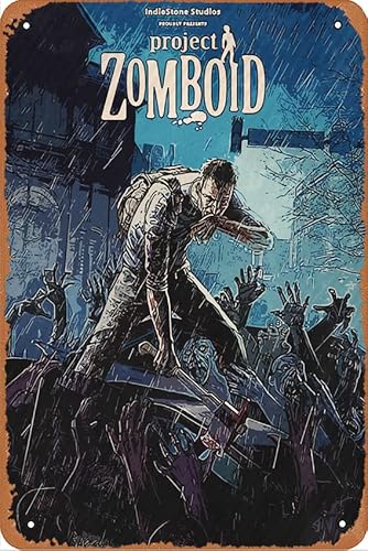 Project Zomboid Shadow Blechschild Blechschild Metallschild Vintage Metallposter Cafés Büro Spiel Club Bar Home Wanddekoration 20,3 x 30,5 cm von EDISAXE
