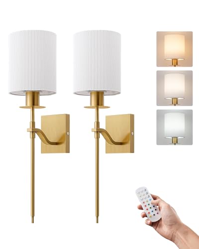 EDISHINE 2er Set Akku Wandleuchte Innen, RGBW LED Wandlampe Ohne Stromanschluss, E27 dimmbar mit Fernbedienung, 12 Farben, 2 dynamische Modi, 3 Farbtemperaturen, USB Aufladbar von EDISHINE