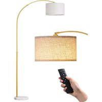 EDISHINE Bogenlampe Wohnzimmer mit E27 LED-Glühbirne & Fernbedienung, Höhenverstellbar, drehbarer Lampenkopf, Gold von EDISHINE