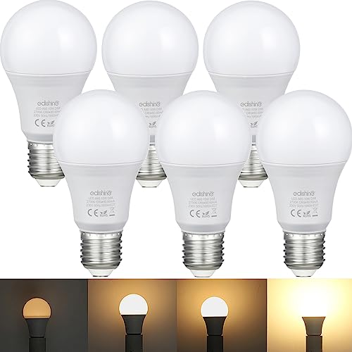 EDISHINE E27 LED Warmweiss 2700K, LED E27 Dimmbar Leuchtmittel 10W 1000LM, Edison Schraube, Ersatz für 60W Glühlampe, 6er Pack von EDISHINE