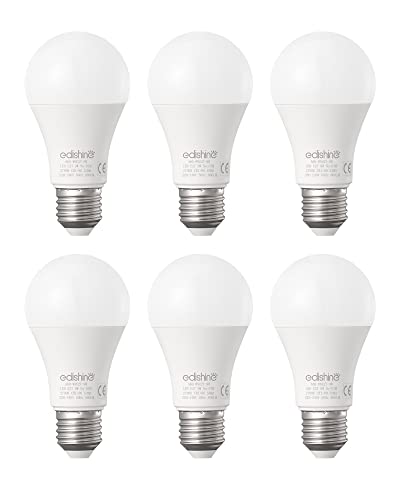 EDISHINE E27 LED Warmweiss 2700K, LED Glühbirne A60 9W 800Lumen, Edison Schraube, Ersatz für 60W Glühlampe, 6er Pack von EDISHINE