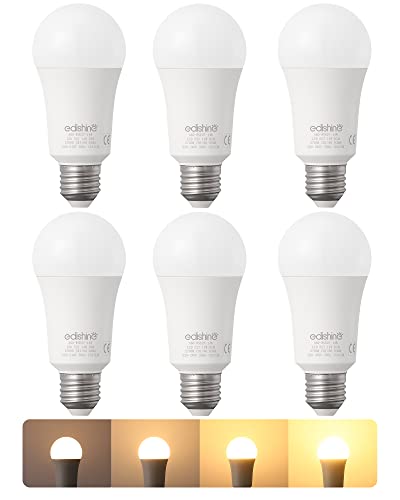 EDISHINE E27 LED Warmweiss Dimmbar 2700K, LED E27 Lange Glühbirne 14W 1521LM, Stufenlose Dimmerung, Edison Schraube, Ersatz für 60W Glühlampe, 6er Pack von EDISHINE