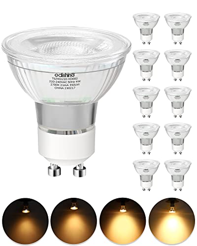 EDISHINE GU10 LED Warmweiss Dimmbar 4W 350LM, LED GU10 2700K 38° Abstrahlwinkel Leuchtmittel, 40W Halogen äquivalent, Spots, Einbaustrahler,10er von EDISHINE