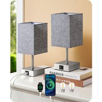 EDISHINE LED 2er Set Nachttischlampe mit Ladefunktion, 3-Stufig Touch Dimmbar, 2 USB Anschlüsse, E27-Birnen EDISHINE LED 2er Set Nachttischlampe mit Ladefunktion, 3-Stufig Touch Dimmbar, 2 USB Anschlüsse, E27-Birnen von EDISHINE