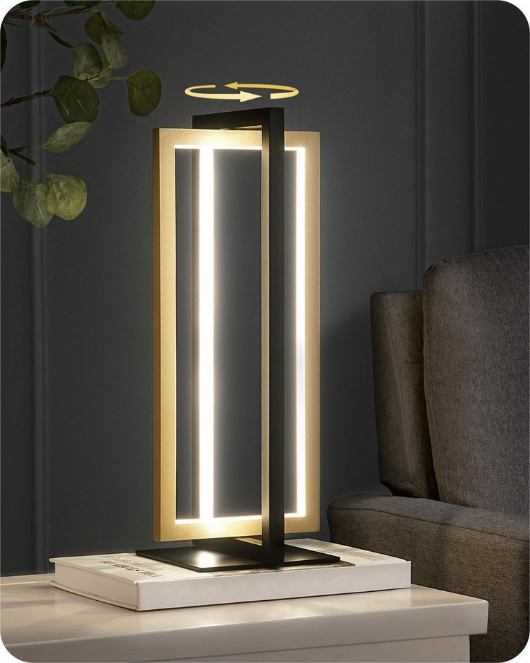 EDISHINE LED Nachttischlampe Touch Dimmbar, LED fest integriert, Tischlampe aus Metall, 3 Farbtemperaturen von EDISHINE