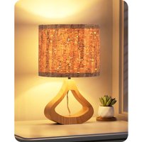 EDISHINE Nachttischlampe Holz, E27 Fassung inkl. LED-Birne, H34 cm, 2700K Warmweiß, Tischleuchte mit Lampenschirm in Rindenoptik und Holzsockel in EDISHINE Nachttischlampe Holz, E27 Fassung inkl. LED-Birne, H34 cm, 2700K Warmweiß, Tischleuchte mit Lampenschirm in Rindenoptik und Holzsockel in von EDISHINE