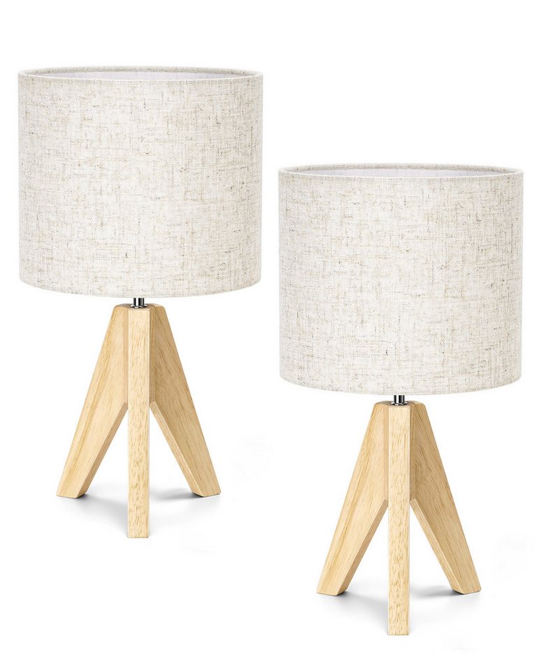 EDISHINE Nachttischlampe Holz, LED wechselbar, 2er Set Vintage Tischleuchte EDISHINE Nachttischlampe Holz, LED wechselbar, 2er Set Vintage Tischleuchte von EDISHINE