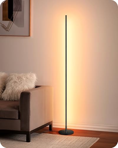 EDISHINE Stehlampe Wohnzimmer, LED Stehlampe Dimmbar, 3000K warmweiße Stehleuchte mit Memory-Funktion, höhenverstellbar 146 cm, moderne Standleuchte für Schlafzimmer und Büro, Schwarz von EDISHINE