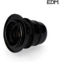 EDM - Lampenfassung mit Halbgewinde E-27-geprüft + schwarze Schrumpfscheibe von EDM