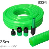 Verdrehsicherer Gartenschlauchsatz Innen-ø 19mm Außen-ø 25mm (3/4") - 25m Rolle mit Zubehör edm von EDM