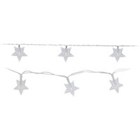 Feste, batteriebetriebene Girlande mit 10 LEDs und Sternen, kaltweißes Licht, 1,3 m von EDM