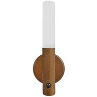 Wiederaufladbare Akku-LED-Wandleuchte (1W 3000K 60lm) mit Bewegungssensor IP20 Ø6,5cmx18cm braun und opal von EDM