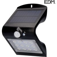 Wandleuchte solar 1,5w 220lm wiederaufladbar. Anwesenheitssensor (2-6m) schwarz Farbe 9,5x7,3x13cm edm von EDM