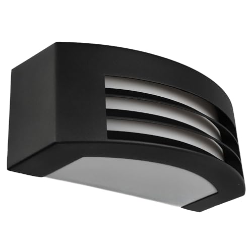 EDO Außenwandleuchte GARDI, Wandlampe aus Aluminium, schwarz, Glas, Deckenlampe LED, LED Deckenleuchte, LED Lampe, E27-Fassung, max. 40 Watt, IP54 Wasserdicht, für Garten, EDO777352 von EDO