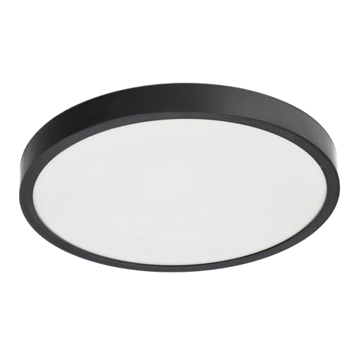 EDO, Deckenlampe LED Deckenleuchte Flach PERETI LED 18W Schwarzer Ring 29,5cm, 3000K Warmweiß, 1800lm, badezimmer lampe,ceiling light, plafondlamp, led deckenleuchte, IP44, EDO777611 von EDO