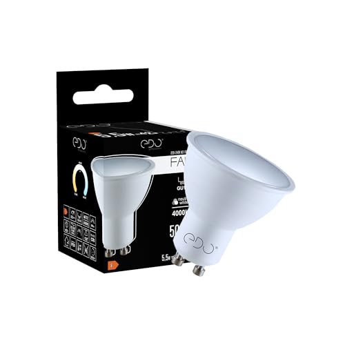 EDO, FARI LED-Lampe 5,5W, Neutralweiß- 4000K NW, 500lm, nicht dimmbar, led GU10 4000K, sparlampen, led lampen glühbirne, 1 Stück, EDO777460 von EDO