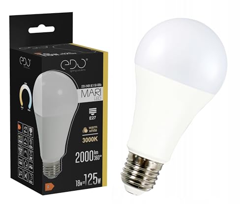 EDO, MARI B LED-Lampe 18W 3000K warmweiß WW 2000lm nicht dimmbar, led e27 3000k, e27 led warmweiss, sparlampen, led lampen glühbirne, 1 Stück, EDO777506 von EDO