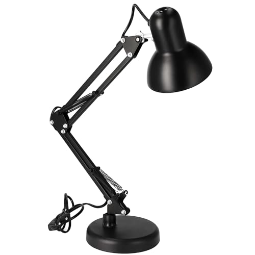 EDO PIXI BLACK E27 Schreibtischlampe für Kinder, Tischlampe, Leselampe, Arbeitslampe, Nachtlampe mit verstellbarem Arm und Sockel Clip Set - klassische desk lamp EDO777535 von EDO