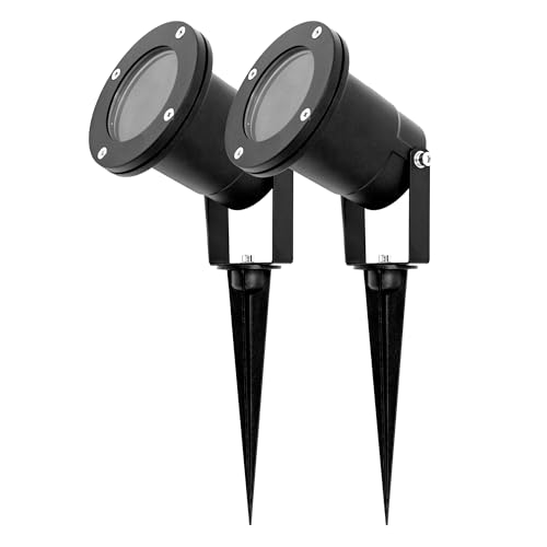 EDO 2er Set Gartenstrahler mit Erdspieß HORTUS IP65 Schwarz GU10, Außen Wasserdicht Schwenkbar Gartenlamp, Aluminium Gartenleuchte, Außenbeleuchtung für Garten, Terrasse, Pflanzen, Kabel 25cm von EDO
