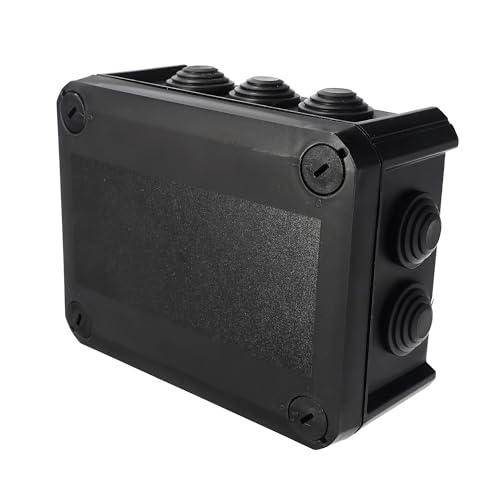EDO Abzweigdose IP66 Wasserdicht 150x115x65 mm Schwarz – UV-beständig Halogenfrei – Verteilerdose mit Kabeleinführungen & Schraubdeckel – Aufputz Abzweigkasten Innen & Außen von EDO