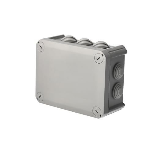 EDO Abzweigdose IP66 Wasserdicht 150x115x65 mm Grau – UV-beständig Halogenfrei – Verteilerdose mit Kabeleinführungen & Schraubdeckel – Aufputz Abzweigkasten Innen & Außen von EDO