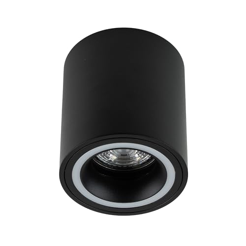 EDO Moderne Deckenanbauleuchte HALIS OV, Deckenlampe LED, Schwarz Rund Ring Deckenlampe Wohnzimmer, GU10 Fassung Deckenstrahler, LED Deckenleuchte EDO777331 von EDO