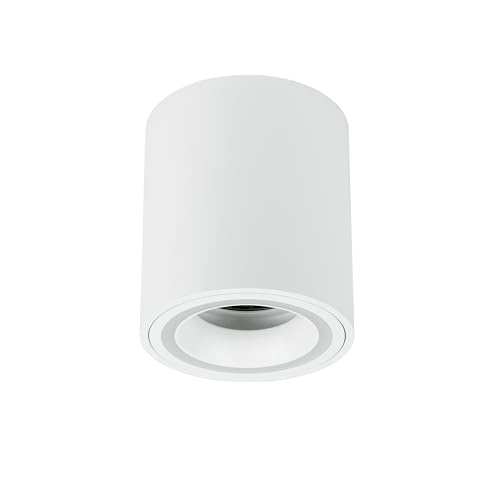 EDO Moderne Deckenanbauleuchte HALIS OV, Deckenlampe LED, Weiß Rund Ring Deckenlampe Wohnzimmer, GU10 Fassung Deckenstrahler, LED Deckenleuchte EDO777330 von EDO