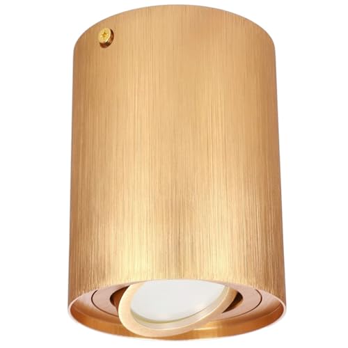 EDO Aufbauspot Gold Rund SKAND 1 - Schwenkbarer Deckenstrahler GU10 Fassung - Moderne Aluminium Aufputz Spotlampe ø95x125mm - Aufbaustrahler für Wohnzimmer, Küche, Flur, Büro, Schlafzimmer EDO Aufbauspot Gold Rund SKAND 1 - Schwenkbarer Deckenstrahler GU10 Fassung - Moderne Aluminium Aufputz Spotlampe ø95x125mm - Aufbaustrahler für Wohnzimmer, Küche, Flur, Büro, Schlafzimmer von EDO