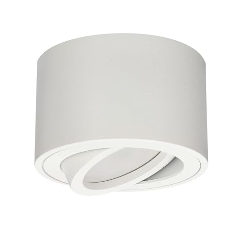 EDO Aufbauspot Weiß ZALDA OV Runde, Extra Flach Schwenkbar Deckenleuchte, Deckenspot - Ø80*50mm, 230V Deckenstrahler, Aufbaustrahler Aufputz, Spot für Wohnzimmer, Schlafzimmer, Küche von EDO