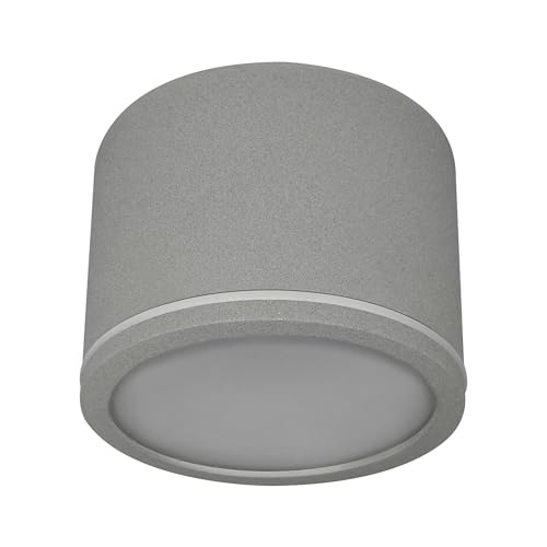 EDO Deckenleuchte badezimmer lampe Aufbauleuchte Aufbaustrahler, Deckenlampe LED Spot, LED Deckenleuchte rund in Sand Light Grey IP54, LED Lampe EDO UMA EDO777541 Grau von EDO