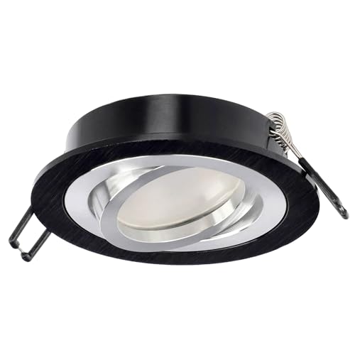 EDO Einbauleuchte Einbaustrahler CERI 1 OV Black, schwenkbar, rund, Deckenlampe LED, Einbaustrahler LED, LED Deckenleuchte, Deckeneinbauleuchte Einbaulampe aus Aluminium, Deckenspot EDO777141 von EDO