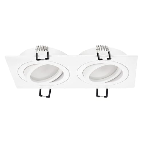 EDO Einbauleuchte Einbaustrahler CERI 2 SQ weiß, schwenkbar, quadratisch, Deckenlampe LED, Einbaustrahler LED, LED Deckenleuchte, Deckeneinbauleuchte Einbaulampe aus Aluminium, Deckenspot EDO777474 von EDO