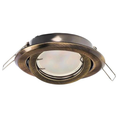 EDO Einbauleuchte DAIRA BRASS, Spots Deckenleuchte LED, Deckenspots LED, Schwenkbarer Strahler Rund Kupfer, LED Einbauleuchten, Geeignet für Deckeneinbau, Deckenlampe und Einbaulampe EDO777302 von EDO