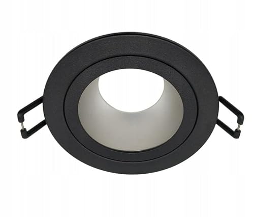 EDO Einbauleuchte Einbaustrahler LETA 1 Black rund schwarz/silber Strahler Deckenlampe Deckeneinbauleuchte Einbaulampe aus Aluminium Deckenspot EDO777344 von EDO