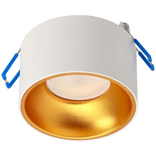 EDO Aufbaustrahler Aufbauleuchte Deckenleuchte Schwarz ZAMA White Gold S rund, GU10 Fassung 230V Strahler Deckenlampe Aufbau-lampe Downlight Aufbauspot mit Indirekte Beleuchtung Decke, EDO777453 von EDO