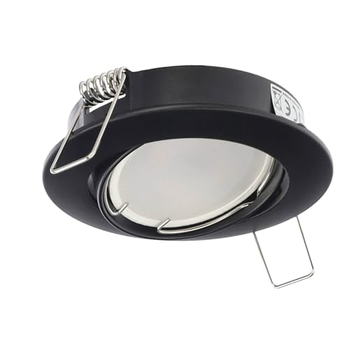 EDO Einbauleuchte Einbaustrahler ZIVA KER Black schwenkbar Deckeneinbaustrahler rund Schwarz Strahler Deckenlampe geeignet für LED Halogen Deckeneinbauleuchte Einbaulampe Deckenspot EDO777464 von EDO