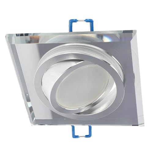 EDO Einbaustrahler CRYSTAL R Quadrat Silber aus gehärtetem Glas – Kompatibel mit GU10/GX5.3 Leuchtmitteln - Elegante Spot Deckenleuchte für Wohnzimmer, Flur, Küche von EDO