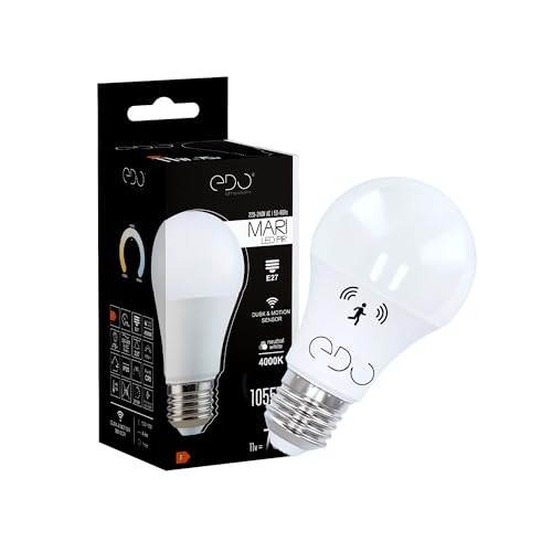EDO MARI LED Glühbirne Lampe für E27 Sockel Glühbirne mit Bewegungsmelder und Dämmerung LED-Lampe Sparlampen E27 11W 4000K Neutralweiß 1055 Lumen LED-Leuchtmittel Nicht Dimmbar Energiesparlampe von EDO